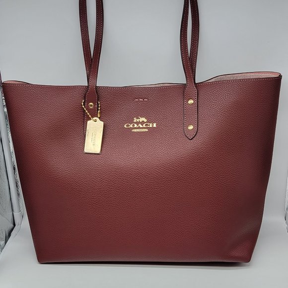 Coach Leather Town Tote 72673 Wine Red - Picture 1 of 8